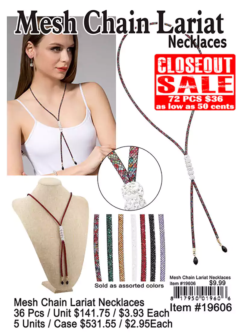 Mesh Chain Lariat Necklaces - Closeout 72 Pcs.